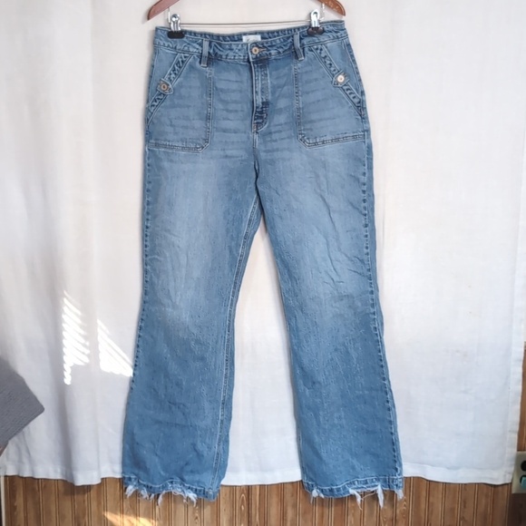 KanCan Denim - Kancan Light Wash Wide Flare Leg Jeans High Rise Trouser Pockets SIze 15/31